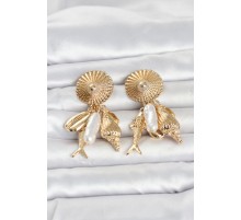 Gold Renk Deniz Temalı Vintage Kadın Küpe
