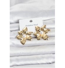 316L Çelik Gold Renk İncili Lotus Model Kadın Küpe