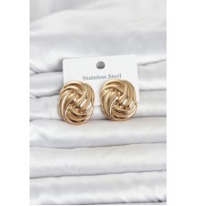 316L Çelik Gold Renk Motif Desen Model Kadın Küpe