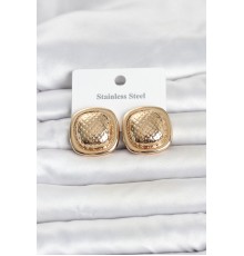 316L Çelik Gold Renk Düğme Model Kadın Küpe