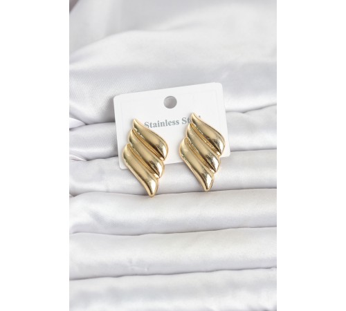 316L Çelik Gold Renk Motif Model Kadın Küpe