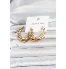 316L Çelik Gold Renk Spiral Halka Kadın Küpe
