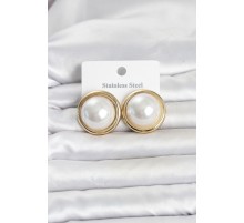 316L Çelik Gold Renk İnci Model Vintage Kadın Küpe