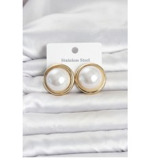 316L Çelik Gold Renk İnci Model Vintage Kadın Küpe