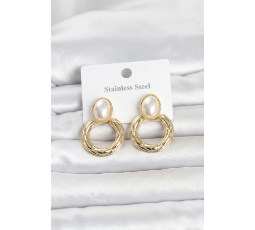 316L Çelik Gold Renk Vintage Model Kadın Küpe