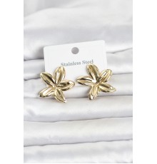 316L Çelik Gold Renk Lotus Çiçeği Model Kadın Küpe