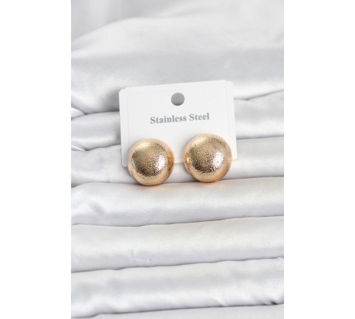 316L Çelik Gold Renk Top Model Kadın Küpe
