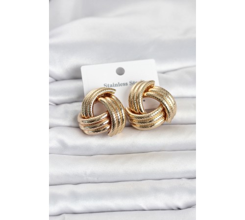 316L Çelik Gold Renk Sarmal Model Kadın Küpe