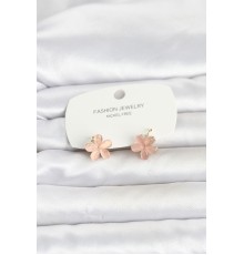 Pirinç Gold Renk Pembe Çiçek Model Çocuk Küpe