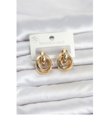 316L Çelik Gold Renk Halka Model Kadın Küpe