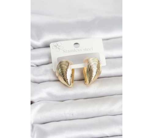 316L Çelik Gold Renk Midye Model Kadın Küpe