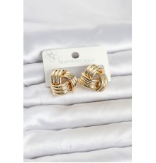 316L Çelik Gold Renk Sarmal Model Kadın Küpe