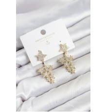 Yıldız Model Gold Renk Zirkon Taşlı Küpe