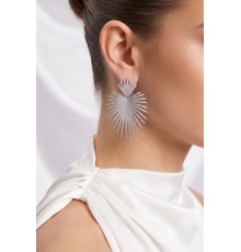 Gümüş Renk Zirkon Taşlı Palmiye Model Kadın Abiye Küpe