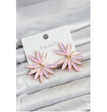 Pembe Renk Kristal Taşlı Lotus Model Kadın Küpe