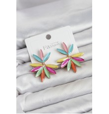 Karışık Renk Kristal Taşlı Lotus Model Kadın Küpe