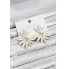 Beyaz Renk Kristal Taşlı Lotus Model Kadın Küpe