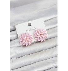Pembe Renk Kristal Taşlı Çiçek Model Kadın Küpe