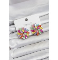 Karışık Renk Kristal Taşlı Çiçek Model Kadın Küpe