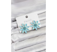 Buz Mavisi Renk Kristal Taşlı Lotus Çiçek Model Kadın Küpe