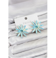 Buz Mavisi Kristal Taşlı Lotus Model Kadın Küpe