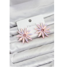 Pembe Kristal Taşlı Lotus Model Kadın Küpe