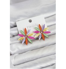 Karışık Renk Kristal Taşlı Lotus Model Kadın Küpe