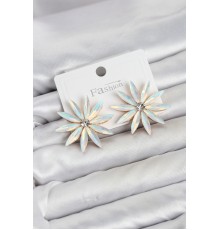 Beyaz Renk Kristal Taşlı Lotus Model Kadın Küpe