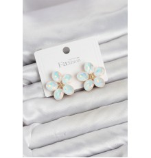 Beyaz Renk Kristal Taşlı Çiçek Model Kadın Küpe