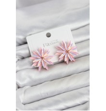 Lotus Model Pembe Renk Kristal Taşlı Kadın Küpe