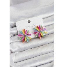 Lotus Model Karışık Renk Kristal Taşlı Kadın Küpe
