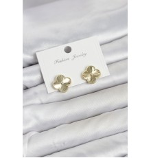 Gold Renk Pirinç Yonca Model Kadın Küpe