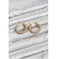 Gold Renk Full Zirkon Taşlı Halka Kadın Küpe