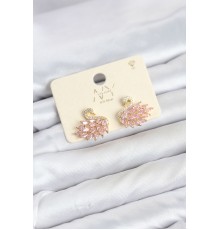 Pembe Zirkon Taşlı Gold Swan Kuğu Model Kadın Küpe