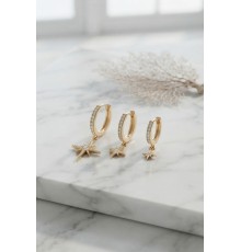 Gold Renk Kutup Yıldız Model 3 lü Küpe Seti