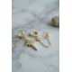 3 lü Set Küpe Gold Renk Zincir Detaylı