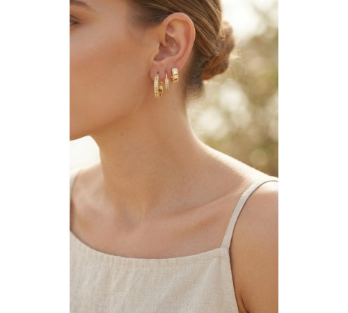3 lü Set Gold Renk Halka Model Küpe