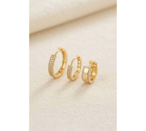 3 lü Set Gold Renk Halka Model Küpe