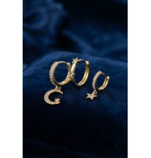 3 lü Ay ve Yıldız Model Gold Renk Set Küpe