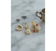 3 lü Set Gold Renk Çiçek Model Küpe