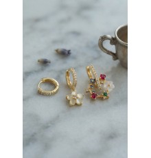 3 lü Set Gold Renk Çiçek Model Küpe