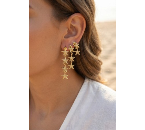 3 lü Set Gold Renk Deniz Yıldızı Model Küpe