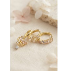 3 lü Set Gold Renk Zirkon Taşlı Kelebek Model Küpe
