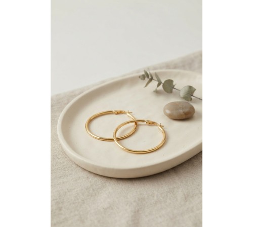 316L Çelik Gold Renk 36 mm Halka Küpe