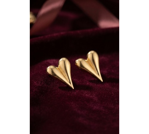 316L Çelik Gold Renk Kalp Model Küpe