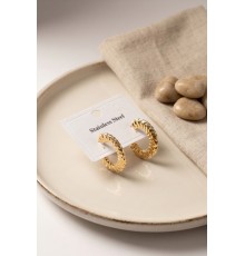 316L Çelik Gold Renk Yarım Halka Model Küpe