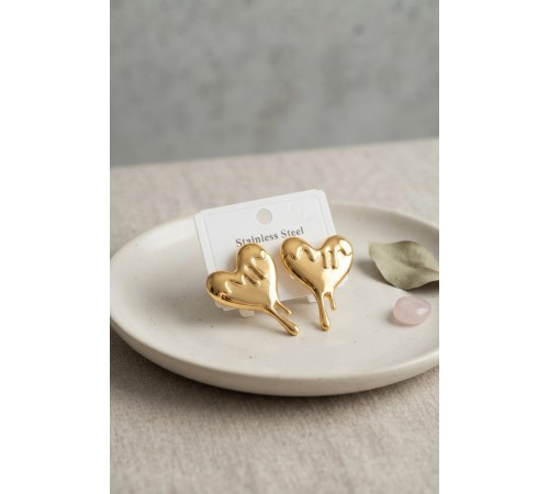 316L Çelik Gold Renk Melting Heart Model Küpe