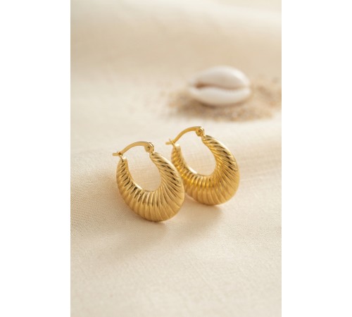 316L Çelik Gold Renk Halka Model Küpe
