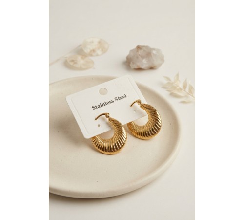 316L Çelik Gold Renk Halka Model Küpe