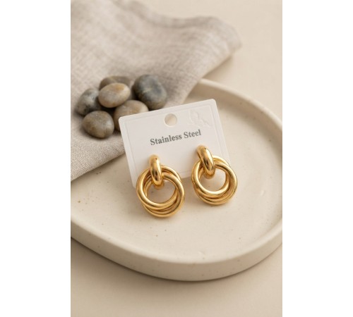 316L Çelik Gold Renk Halka Model Küpe